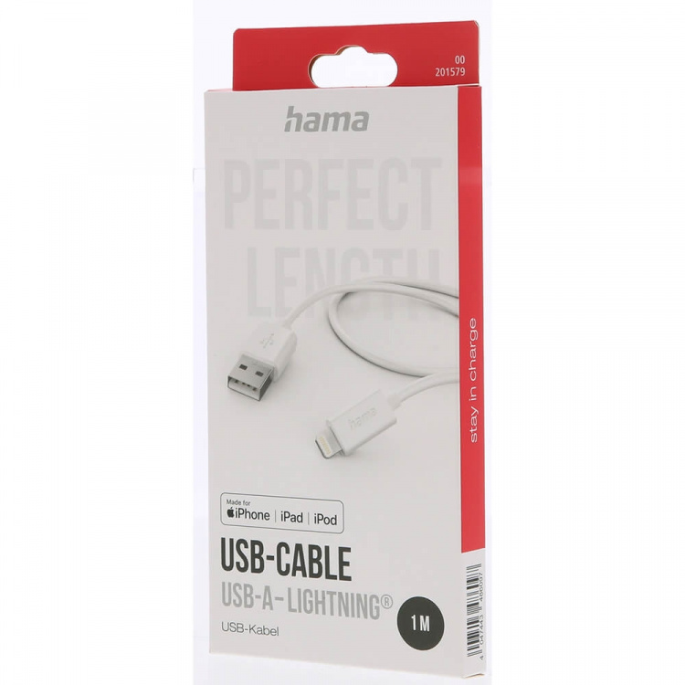 Hama Ladekabel USB-A till Lightning Hvit 1.0m