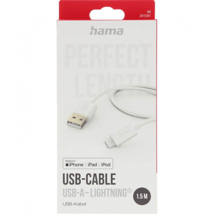Hama Ladekabel USB-A till Lightning Hvit 1,5m