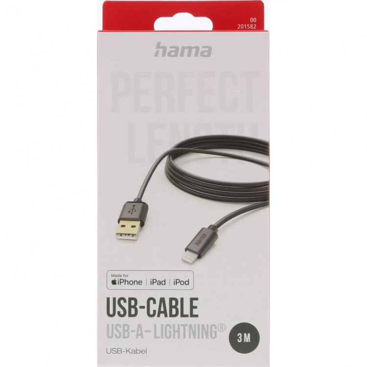 Hama Ladekabel Lightning Svart 3.0m