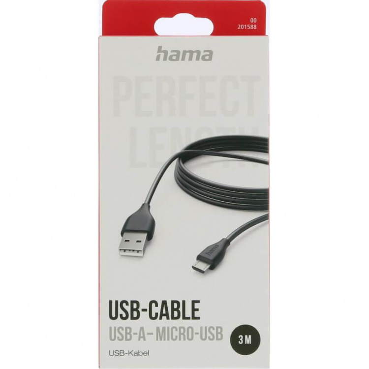 Hama Ladekabel USB-A til Micro-USB Svart 3.0m