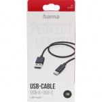 Hama Ladekabel USB-A til USB-C Svart 1,0m
