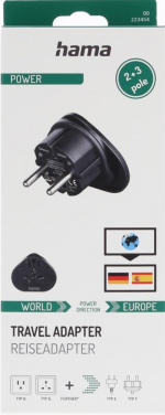 Hama Reiseadapter Type E/F Universal Verden-EU Svart