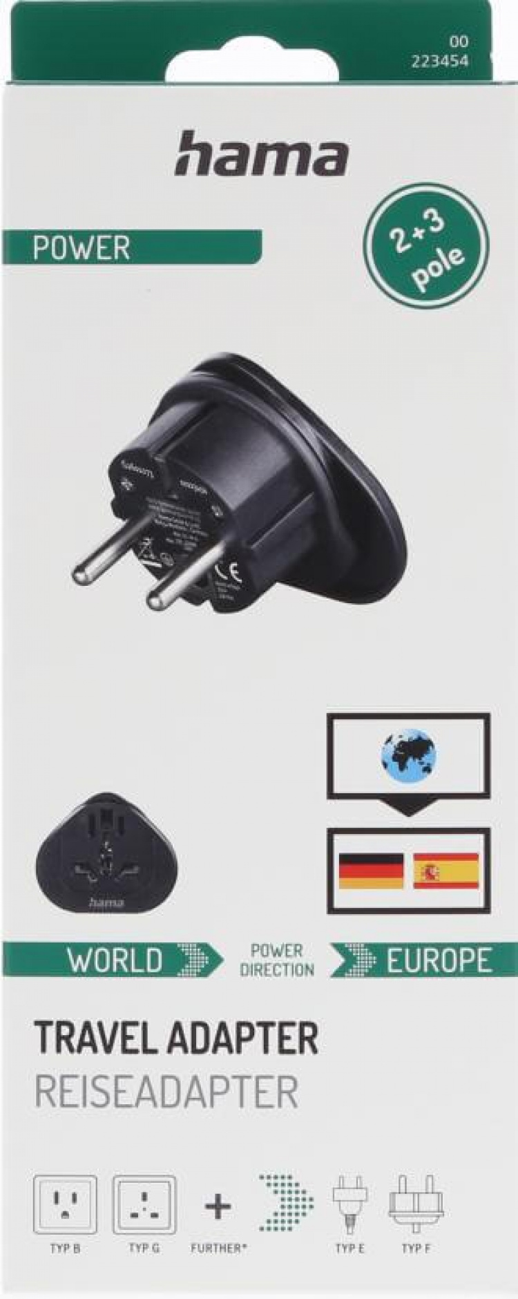 Hama Reiseadapter Type E/F Universal Verden-EU Svart