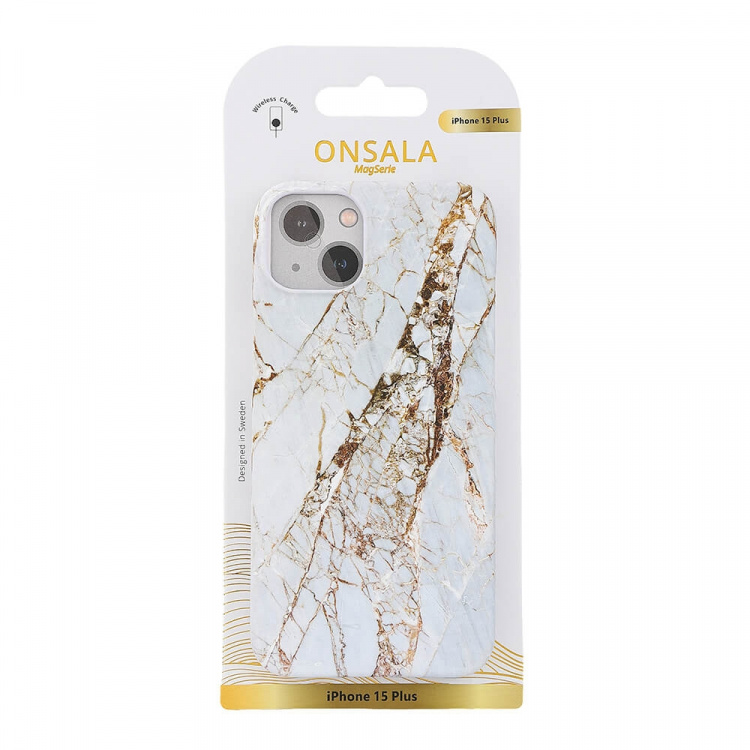 Onsala Mobildeksel MagSeries White Rhino Marble - iPhone 15 Plus