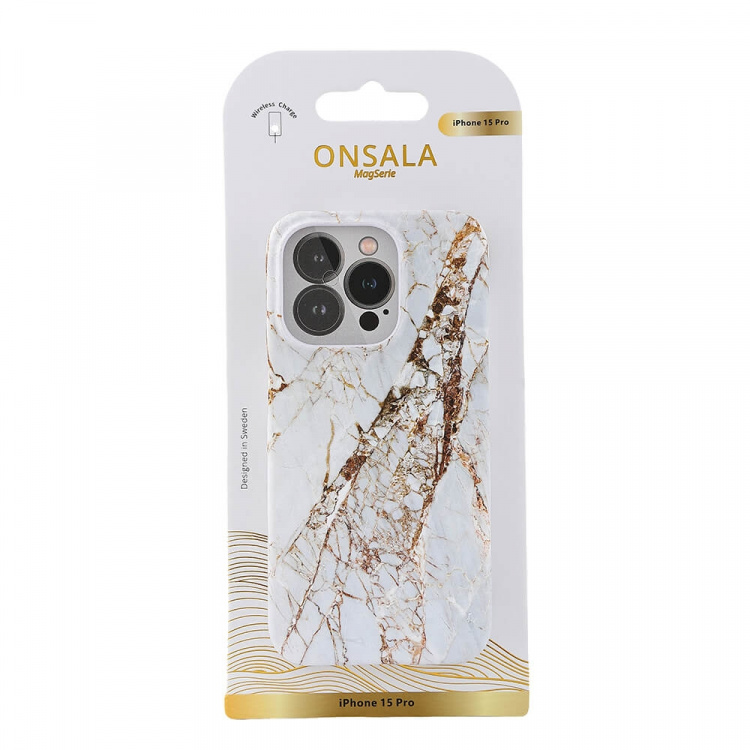 Onsala Mobildeksel MagSeries White Rhino Marble - iPhone 15 Pro