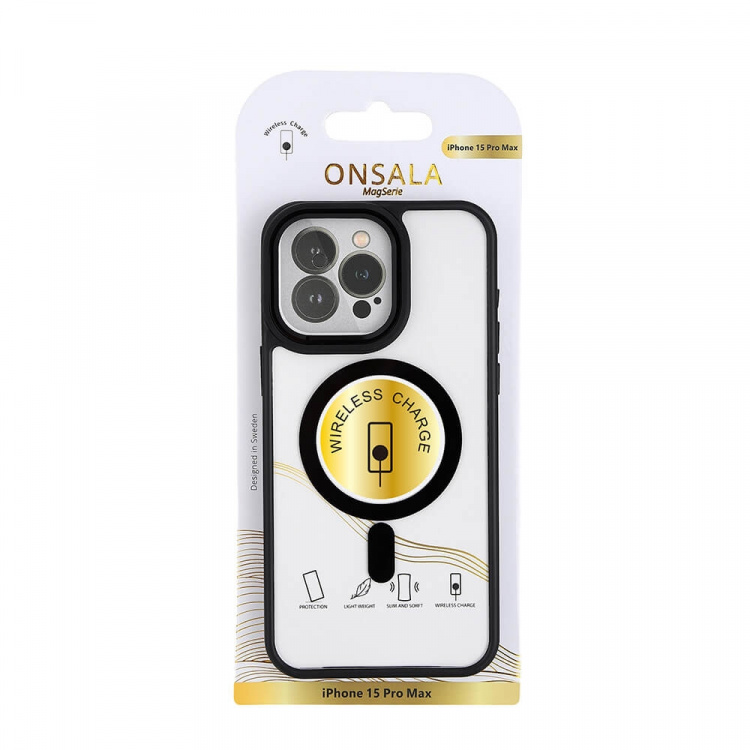 Onsala Mobildeksel Bumper MagSeries Black & Clear - iPhone 15 Pro Max