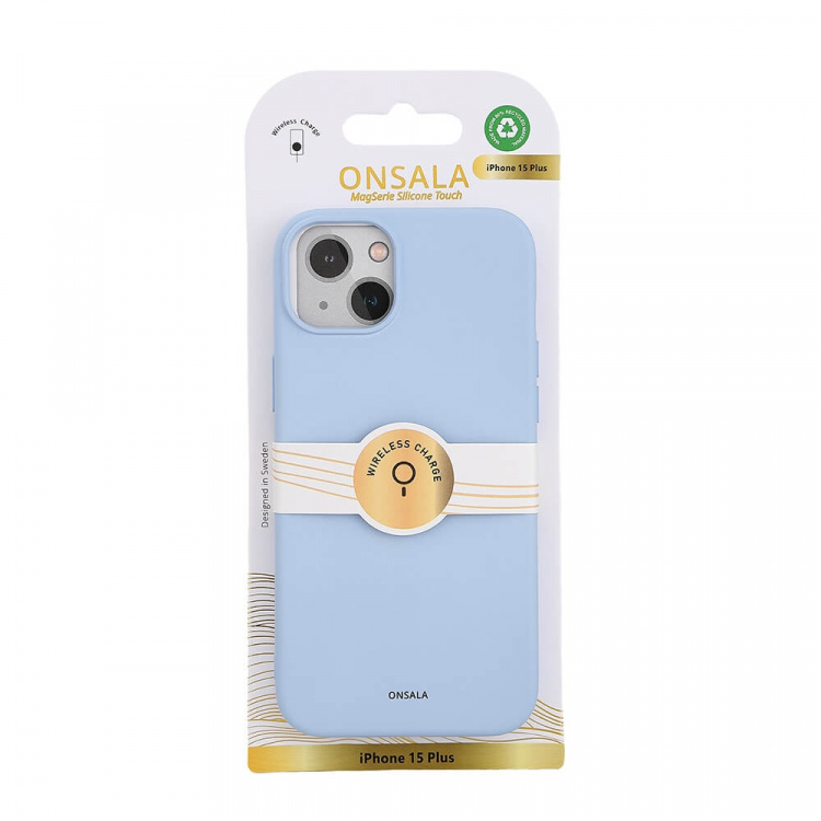 Onsala Back Sil Touch Recycled MagSerie iPhone 15 Plus Light Blue Onsala Back Sil Touch Recycled MagSerie iPhone 15 Plus Light Blue