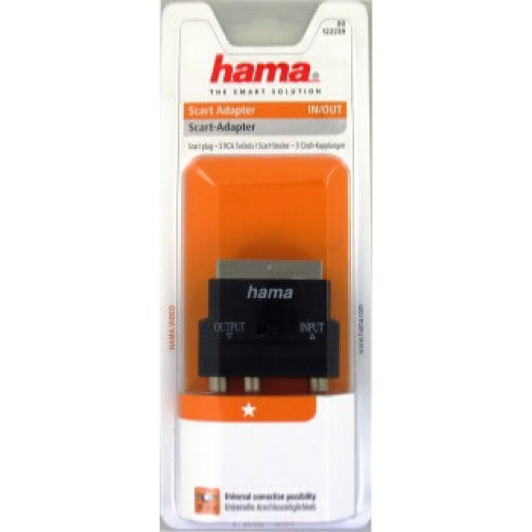 Hama Adapter 3xRCA-Scart Svart RCA hun-han I/O