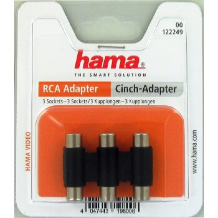 Hama Adapter 3RCA-3RCA Svart Förläng. 3xhun-3xHona