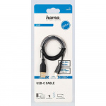 Hama Kabel USB-C Flexi-Slim USB-A-USB-C Gull Svart 0,75m