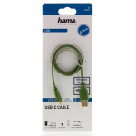 Hama Kabel USB-C Flexi-Slim USB-A-USB-C Gull Grønn 0,75m