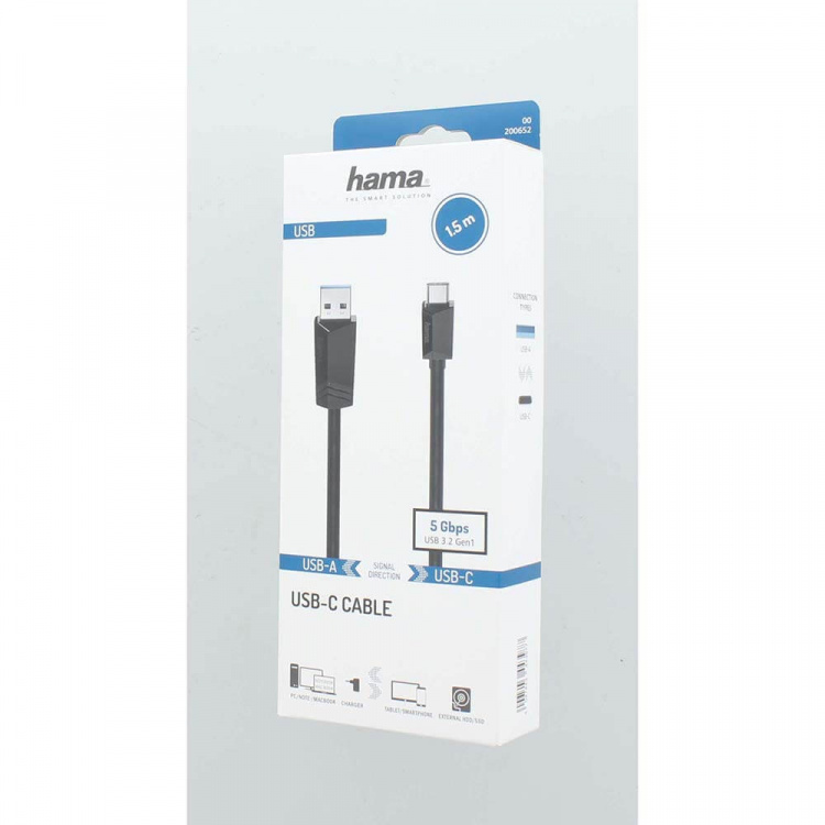 Hama Kabel USB-C - USB-A USB 3.2 5 Gbit/s 1.5m Svart Hama Kabel USB-C - USB-A USB 3.2 5 Gbit/s 1.5m Svart