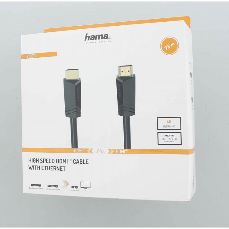 Hama HDMI Kabel High Speed 4K 18 Gbit/s 7.5m Gull Hama HDMI Kabel High Speed 4K 18 Gbit/s 7.5m Gull
