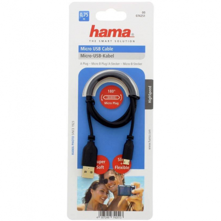 Hama USB-Kabel USB-USB-Micro 0,75 m