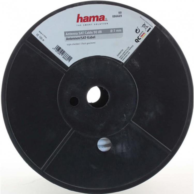 Hama Koaxialkabel 90dB 1,0mm Hvit 100m