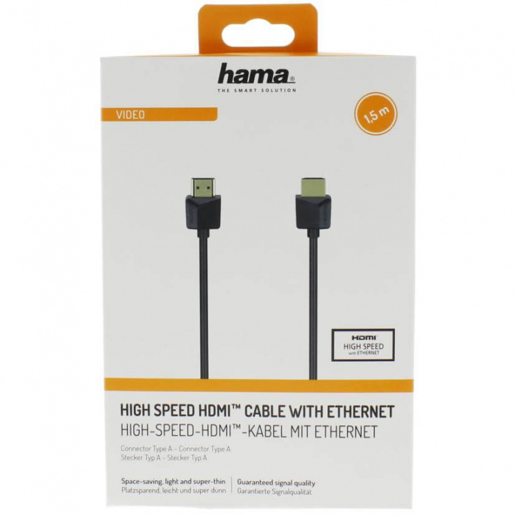 Hama Kabel HDMI Ethernet Flexislim Svart 1.5m