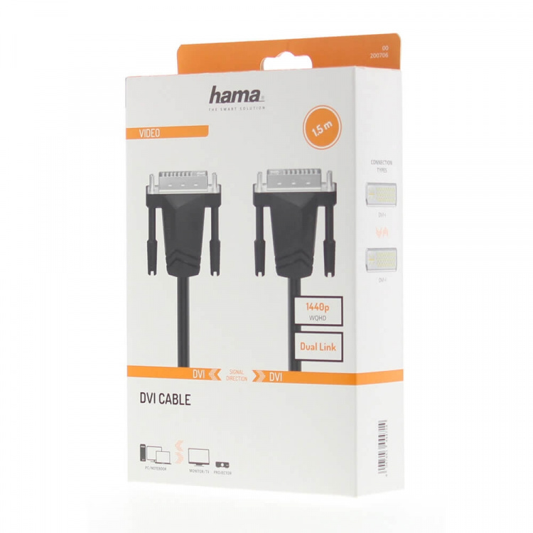 Hama Kabel DVI 1440p Dual Link Svart 1.5m