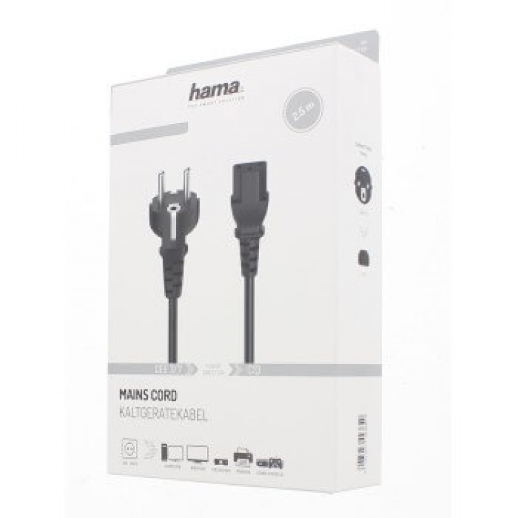 Hama Strømkabel 3-pin Svart 2,5m