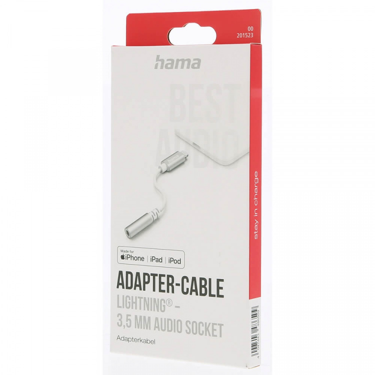 Hama Lydadapter Lightning till 3,5 mm Hvit Hama Lydadapter Lightning till 3,5 mm Hvit