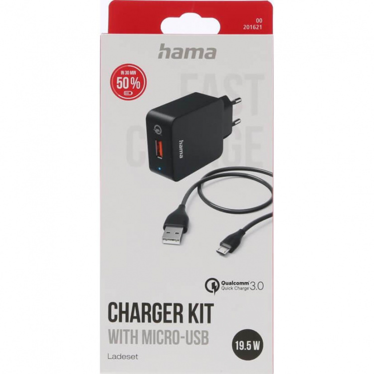 Hama Lader Micro-USB 220V Svart 1.5m Hama Lader Micro-USB 220V Svart 1.5m