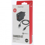 Hama Lader 220V med USB-C Cable Qualcomm 19.5W Svart
