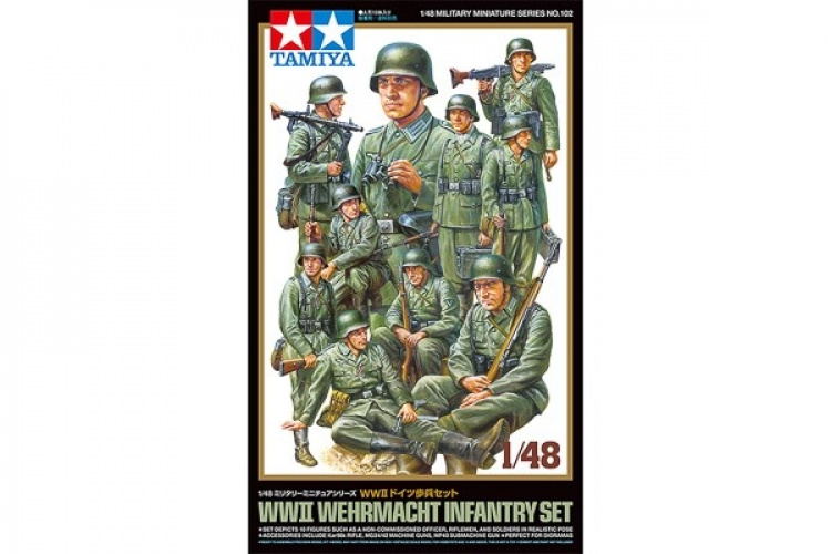 Tamiya 1/48 sett med infanteri fra Wehrmacht under andre verdenskrig