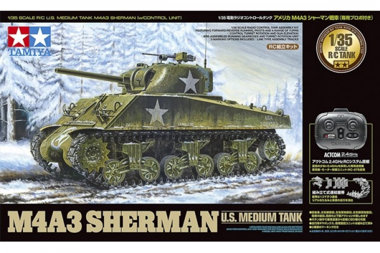TAMIYA 1/35 R/C U.S. Medium Tank M4A3 Sherman (w/Control) TAMIYA 1/35 R/C U.S. Medium Tank M4A3 Sherman (w/Control)