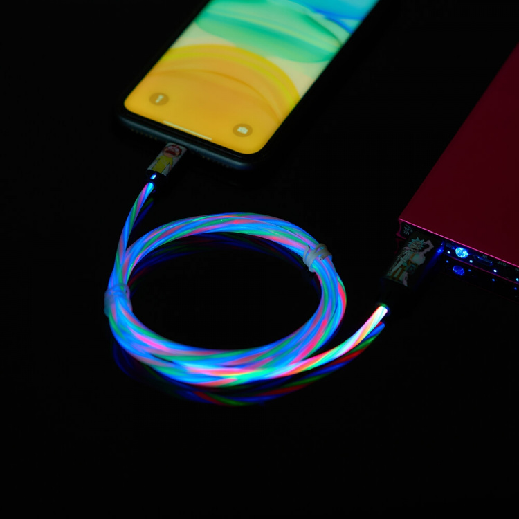 RICK&MORTY USB A til Lightning Light-Up 1,2m MFI Shock