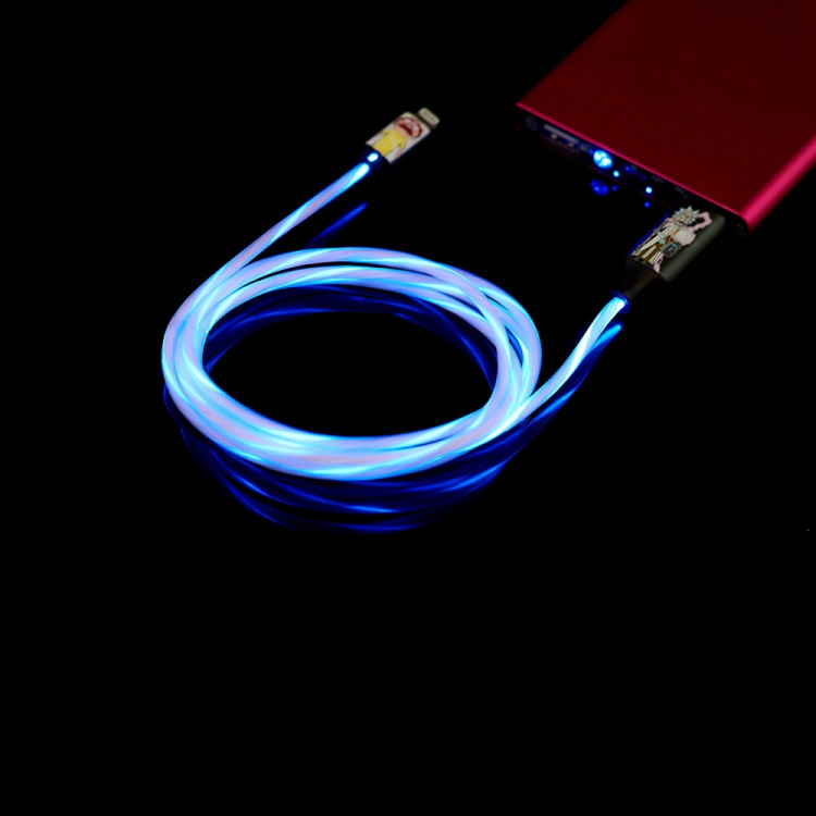 RICK&MORTY USB A til Lightning Light-Up 1,2m MFI Shock