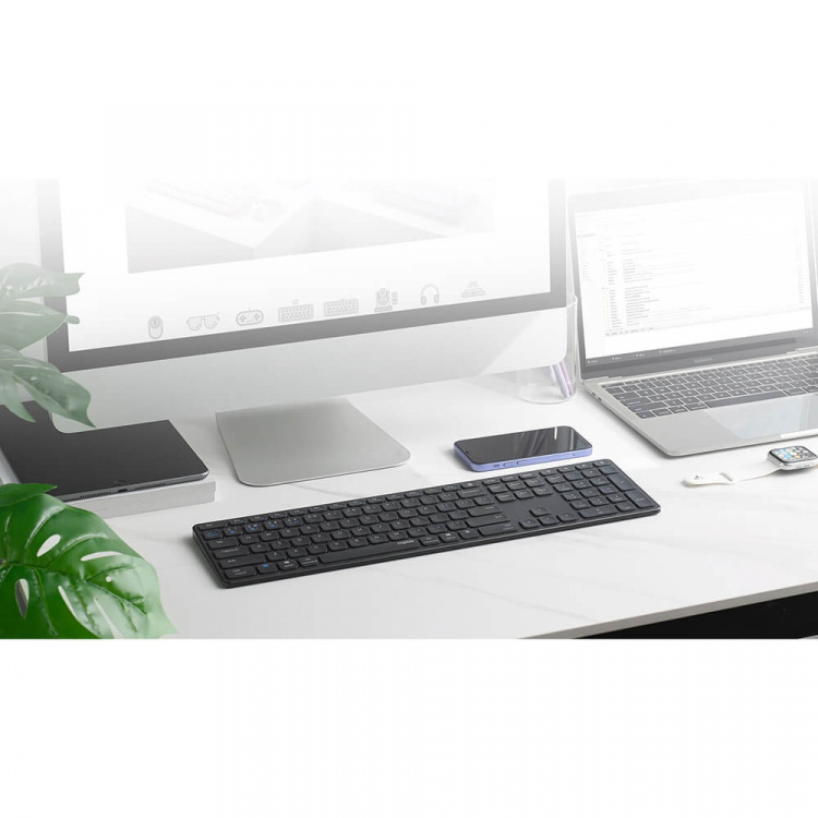 Rapoo Tastatur E9800M Multi-Mode Trådløst Mørkegrå Rapoo Tastatur E9800M Multi-Mode Trådløst Mørkegrå