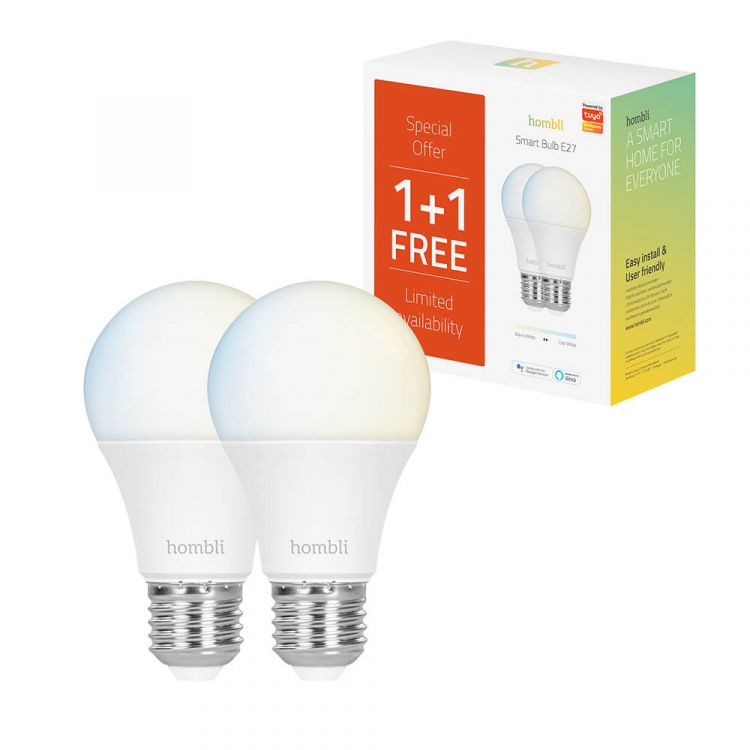 Hombli Smartlampe E27 9W Promo 2-pakning CCT