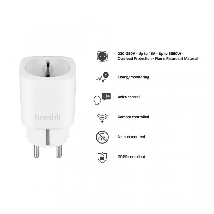 Hombli EU Smart Plug Promo Pak 2+1 Hvit Hombli EU Smart Plug Promo Pak 2+1 Hvit