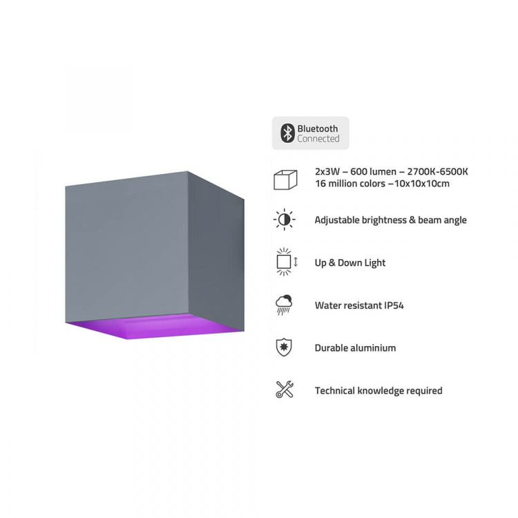 Hombli Outdoor Smart Light Wallmount RGB CCT Grey Hombli Outdoor Smart Light Wallmount RGB CCT Grey