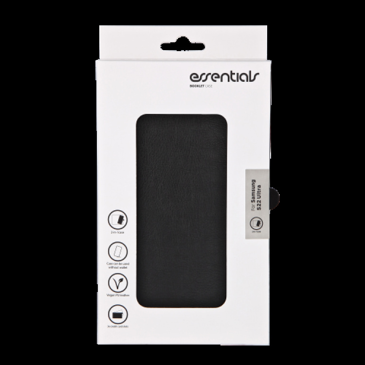 samsung Galaxy S22 Ultra PU-vegg, detac, 3 kort, Blk