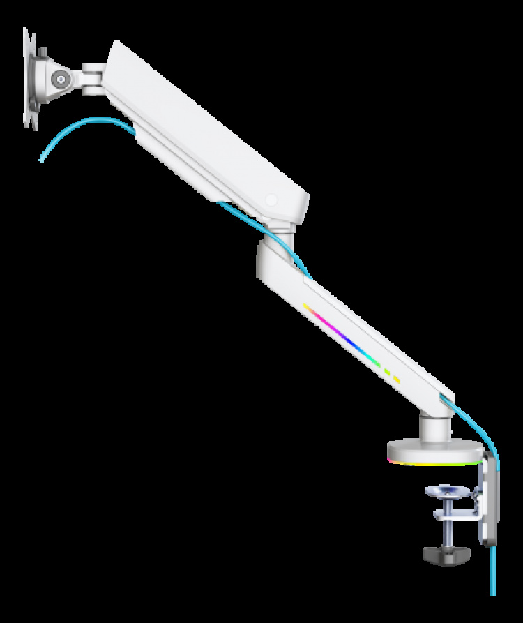 deltaco_gaming WA95 Premium Gaming enkelt monitorarm RGB-lys hvit