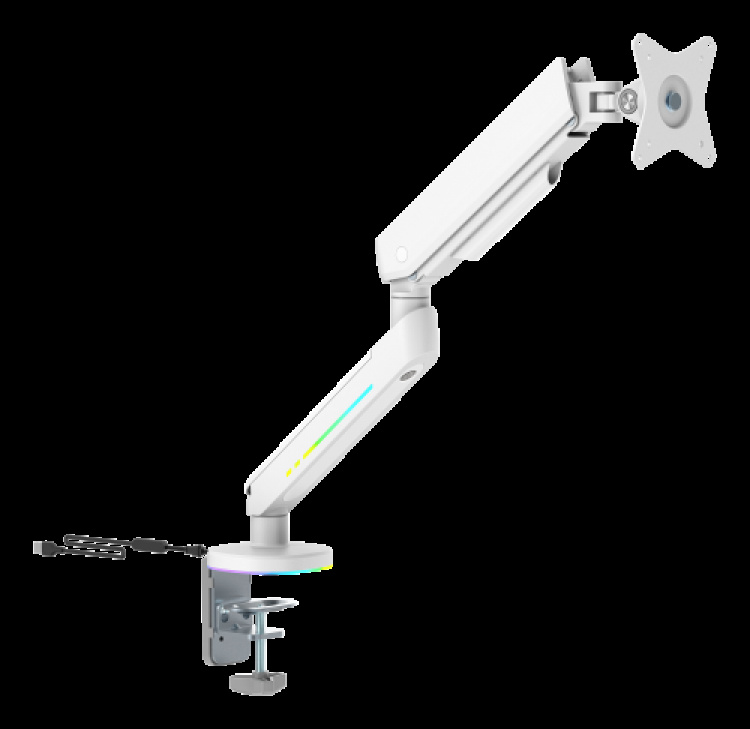 deltaco_gaming WA95 Premium Gaming enkelt monitorarm RGB-lys hvit