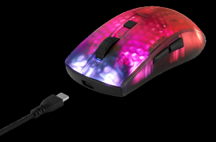 deltaco_gaming DM320 Trådløs, halvtransparent RGB-lightweight-mus, svart deltaco_gaming DM320 Trådløs, halvtransparent RGB-lightweight-mus, svart