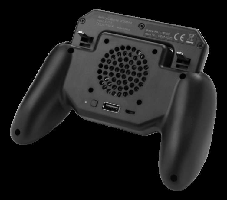 GADGETMONSTER Håndholdt mobil spillkontroller med 2000 mAh powerbank - svart GADGETMONSTER Håndholdt mobil spillkontroller med 2000 mAh powerbank - svart