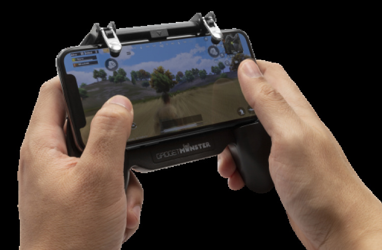 GADGETMONSTER Håndholdt mobil spillkontroller med 2000 mAh powerbank - svart GADGETMONSTER Håndholdt mobil spillkontroller med 2000 mAh powerbank - svart