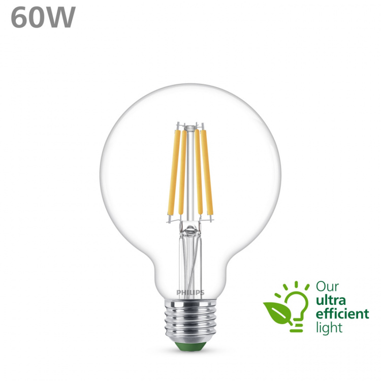 Philips LED E27 G95 Glob 4W (60W) Klar 840lm 2700K Energiklasse A Philips LED E27 G95 Glob 4W (60W) Klar 840lm 2700K Energiklasse A
