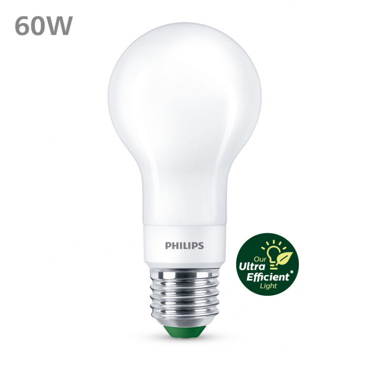 Philips LED E27 Normal 4W (60W) Frost Dimbar 840lm 2700K Energiklasse A Philips LED E27 Normal 4W (60W) Frost Dimbar 840lm 2700K Energiklasse A