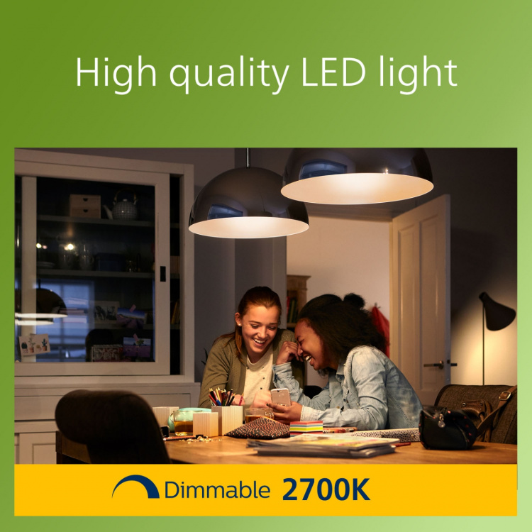 Philips LED E27 Normal 4W (60W) Frost Dimbar 840lm 2700K Energiklasse A Philips LED E27 Normal 4W (60W) Frost Dimbar 840lm 2700K Energiklasse A
