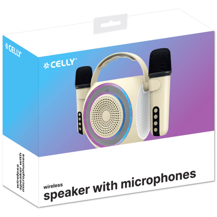 Celly Partymic2 Trådløs høyttaler RGB + 2 kablede mikrofoner Celly Partymic2 Trådløs høyttaler RGB + 2 kablede mikrofoner