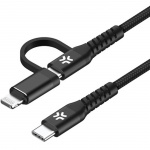 Celly 2-i-1-kabel USB-C - USB-C/Lightning 60W 1 m svart Celly 2-i-1-kabel USB-C - USB-C/Lightning 60W 1 m svart