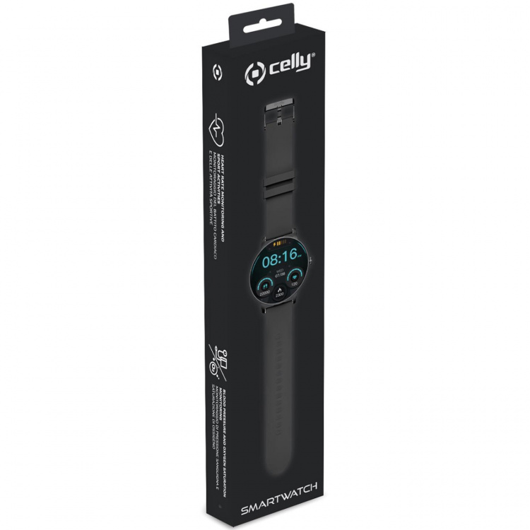 Celly Trainerround2 Smartklokke med rund urskive, svart