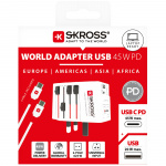 SKROSS Verdens reiseadapter MUV 1xUSB-C PD 1xUSB-A 45W uten jording SKROSS Verdens reiseadapter MUV 1xUSB-C PD 1xUSB-A 45W uten jording