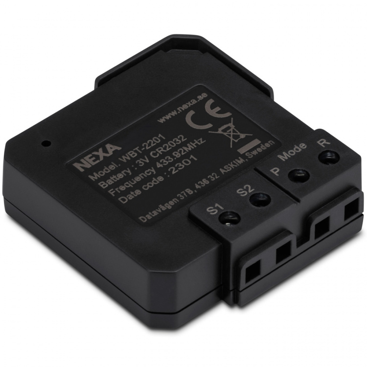 Nexa WBT-2201 Innebygd batteridrevet sender på/av/dimmer 2 kanaler Nexa WBT-2201 Innebygd batteridrevet sender på/av/dimmer 2 kanaler