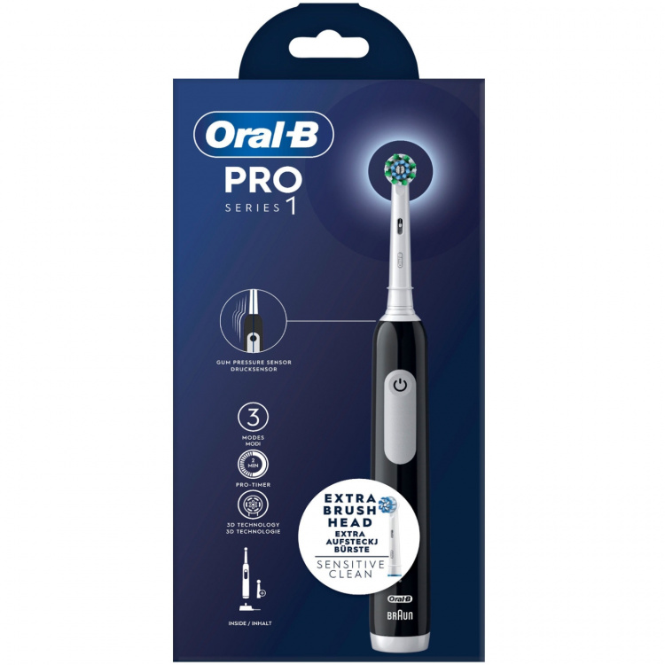 Oral B Elektrisk tannbørste Pro1 Black + ekstra refill