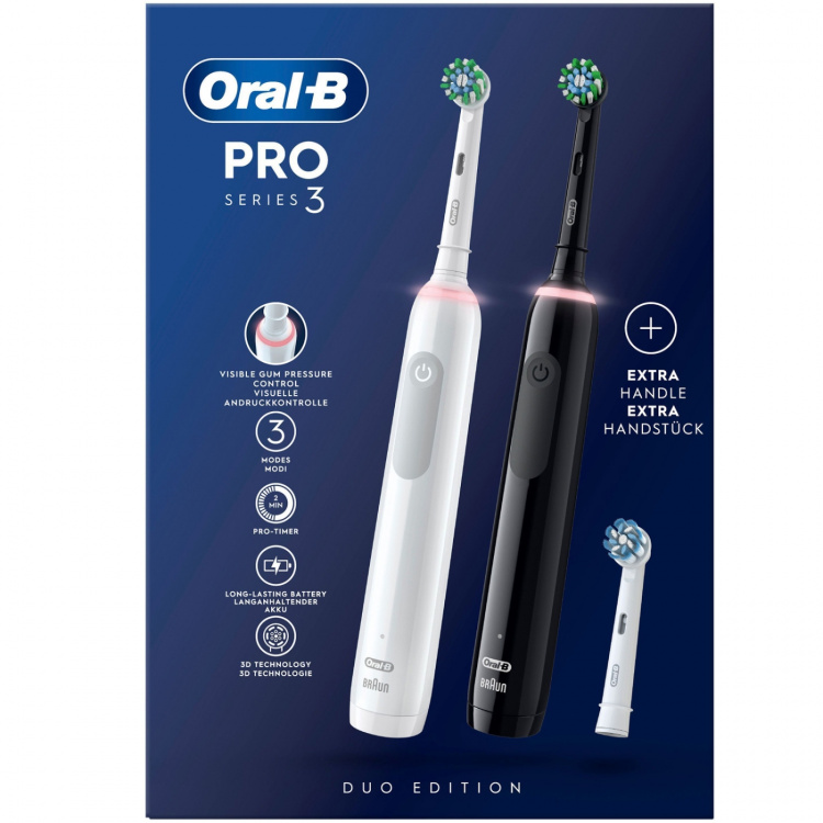 Oral B Elektrisk tannbørste Pro3 Duo Svart / Hvit