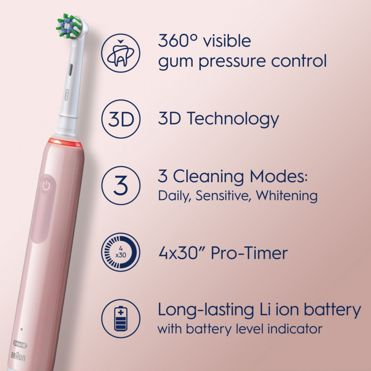 Oral B Elektrisk tannbørste Pro3 Pink + ekstra refill